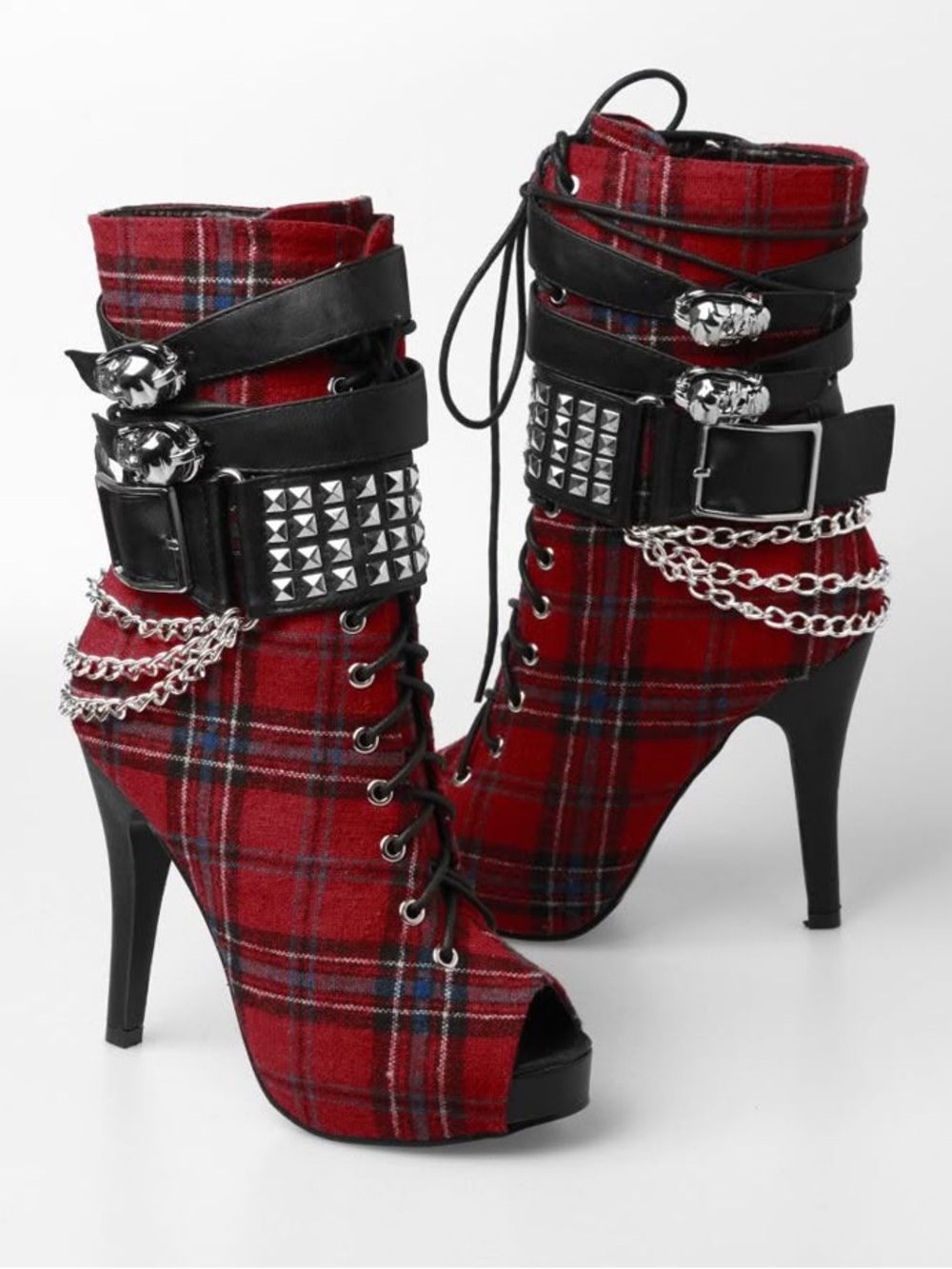 Abbey DawnXIron Fist Avril Lavigne MFP Tartan Plaid, black buckles, metal decals